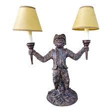 Vintage 1900s Dual Arm Bronze Look Monkey Table Lamp | Chairish