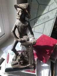 Vintage Antique Asian Carved Wood Fisherman Figurine Bust Statue Sculpture Old | eBay