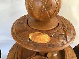 3 Tier Hand Carved Monkey Pod Pineapple Lazy Susan Serving Teak Wood Tray | eBay