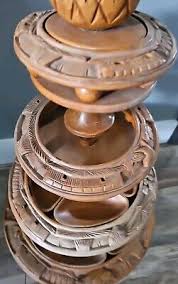 Monkey Pod Wooden Large Pineapple Lazy Susan 3 Tier Pupu Platter Server 33" Tall | eBay