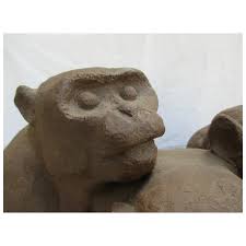Three Monkeys Stoneware Sculpture and Fountain Head. For ...