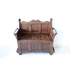 Antique Oak Bench With Storage | Chairish