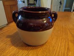 Circa 1940 Stoneware 4" Brown Over Off-white Pot, With Bail ...