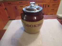 Vtg Monmouth USA COOKIE JAR Handled Pottery Stoneware | eBay