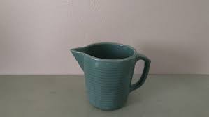 Monmouth Pottery 1920's Greenware Common Ceramic Milk Pitcher Deco Teal Ribbed Design - Etsy UK