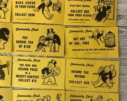 Vintage Monopoly Game Cards: 1980s Community Chest ...