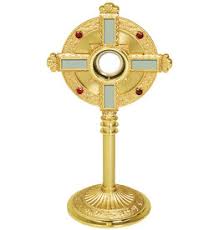 Monstrance with Eight Ruby Glass Stones - Reilly's Church Supply & Gift Boutique