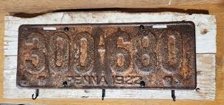 1922 Pennsylvania Antique License Plate Wall Hanging Key Holder - Etsy