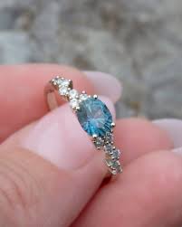 Teal Montana Sapphire & Diamond Engagement Ring,east West ...