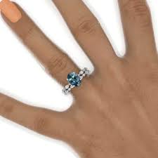 14K White Gold 2 Carat Oval Teal Sapphire Vintage ...