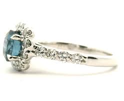 14K White Gold Sapphire and Diamond Halo Ring