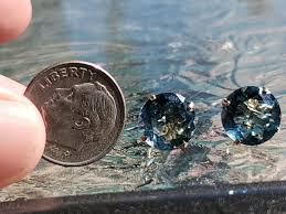 Blue Zircon Labcreated Round Cut Stud Earrings In 14kt Solid ...