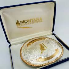 Vintage MONTANA Silver Bronze Trophy Belt Buckle Rodeo Western Cowboy MONTANA SILVERSMITHS Silver Plate - Etsy