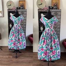 Vintage 1990's Robbie Bee Purple and Pink Hibiscus Print ...