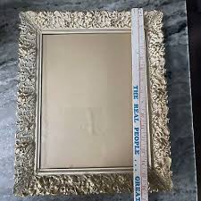VINTAGE FLORAL FRAME GOLD BRASS TONE METAL W OFF WHITE ...