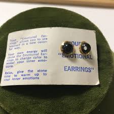 Vintage "Emotional" Mood Earrings Gold Plated Earwire Change ...