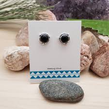 925forher Small Black Onyx Studs | Sterling Silver Stud ...