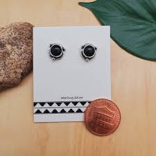 Socute925 Small Black Onyx Sterling Silver Post Earrings ...