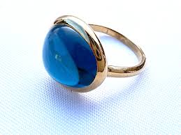 MAGNIFICENT FRENCH FRED 18K BLUE TOPAZ YELLOW GOLD RING SIZE 5.5 | eBay