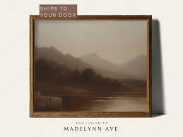 Vintage Moody Lake Painting, Dark Scenery Oil Painting ...