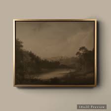 Framed Canvas Wall Art Moody Fall Landscape Modern ...
