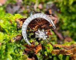 Crescent Moon Adjustable Silver Style Ring - Etsy