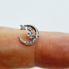 Moon and Star Piercing Earring, Cartilage Piercing, Steel ...
