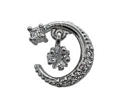 Piercing orecchino luna con stella in acciaio inox zirconi ...