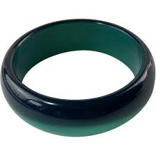 Luminous Deep Green Moonglow Bangle. For Sale at Ruby Lane