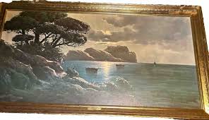 Moonlight Over Capri By Carlo Casati Oil On Canvas Signed ...