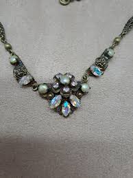 Vintage Czech Filigree Brass Aurora Borealis Crystal ...