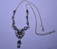 NEW STERLING SILVER MOONSTONE AMETHYST PEARL 17 - 19 IN ...