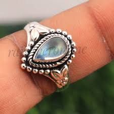 Natural Rainbow Moonstone Ring, 925 Sterling Silver Ring, Handmade Ring, Pear Cut Moonstone Ring, Rainbow Moonstone Ring, Ring for Women's - Etsy