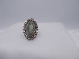 Sterling Silver Vintage Statement Ring, Large Fan Like Sterling Ring, Shades of Green Agate Stone, Size 7.25 - Etsy UK