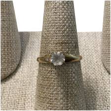 Gold Shell Clear Rhinestone Ring Size 5 3/4. For Sale at Ruby Lane