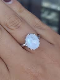 Oval Rainbow Moonstone Sterling Silver Ring - Samuel B ...