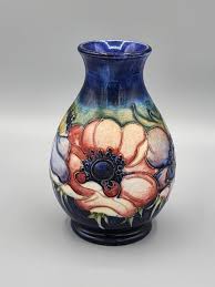 Vintage 5” Moorcroft Vase Anemone Pattern Blue Pink Purple G.B. Signed Free Ship | eBay