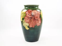Moorcroft Mid-century Vase W/ Hibiscus Flowers on Green ...