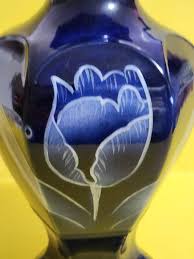 Blythe Blue Hexagon Pottery Vase With a Tulip Design and Gold Accents, Numbered **free Shipping** - Etsy