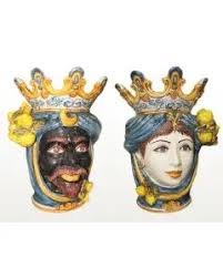 Classic Sicilian Moorish Woman Head Handmade in Caltagirone - thatsArte.com