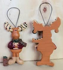 Set of 2 Moose Christmas Ornaments 3 Inches Hand Painted | eBay