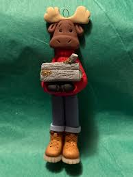 Moose With Logs Clay Ornament - Etsy
