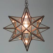 Small Copper and Glass Star Light Fixture