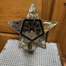 Star Mirror Mosaic Tin Wall Sconce Candle Holder Mirrored ...
