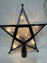 Vintage Christmas 5 Point Star Pattern Glass Treetop with ...