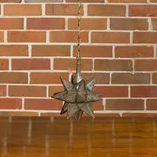 Midcentury French Star Light Fixture with Textured Glass and Single Socket For Sale at 1stDibs