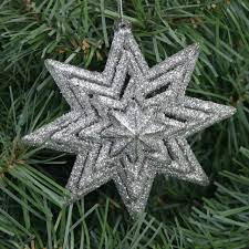 Silver Glitter Star Ornament, Glitter-coated resin