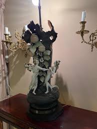 Art Nouveau German Porcelain Nymphs Figural Large Lamp - Etsy Norway