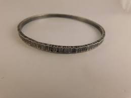 STERLING TEXTURED BANGLE BRACELET SIGNED Z IN A SHEILD ...