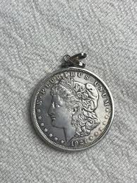 1921 "P" Morgan Dollar Encased in Silver Pendant Jewelry ...